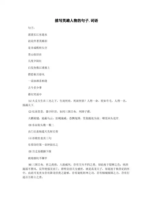 描写英雄人物的句子.词语