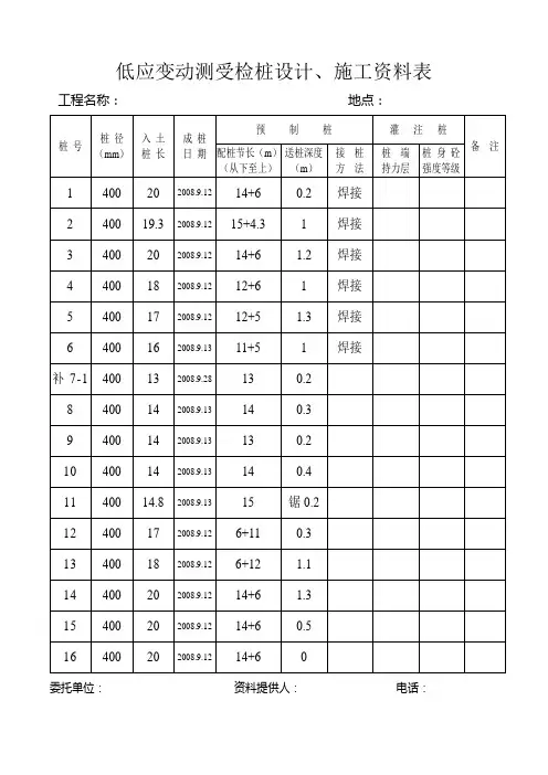 低应变受检桩表格