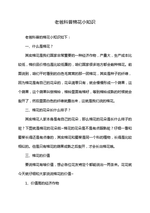 老爸科普棉花小知识