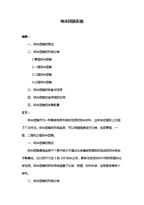 纳米团簇形貌