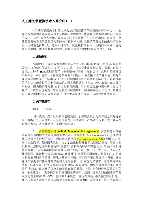 人工膝关节置换手术入路介绍
