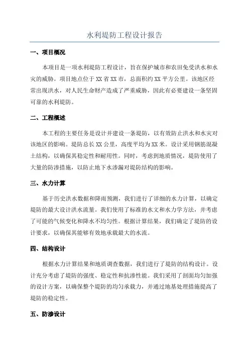 水利堤防工程设计报告