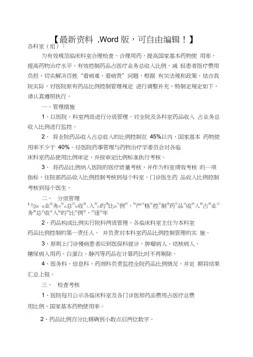 医院加强药品比例控制管理规定