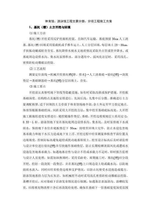 体育馆、游泳馆工程主要分部、分项工程施工方案