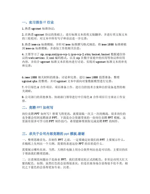 it行业竞聘ppt范文