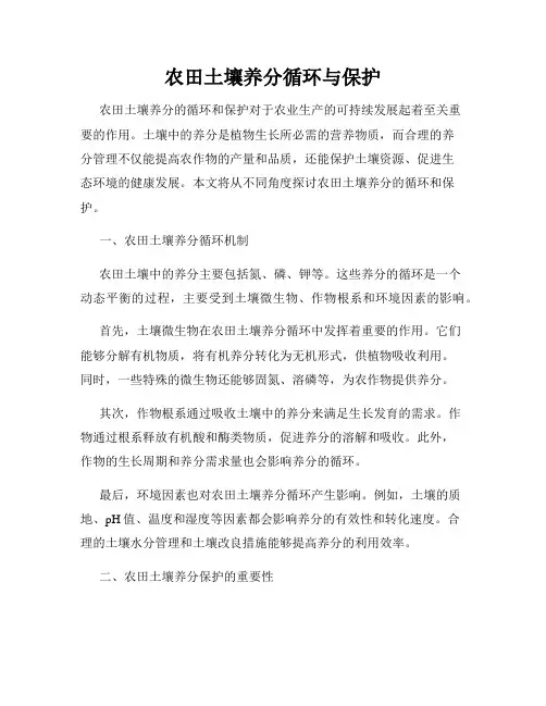 农田土壤养分循环与保护