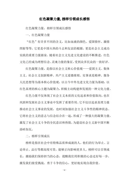 红色凝聚力量,榜样引领成长感悟