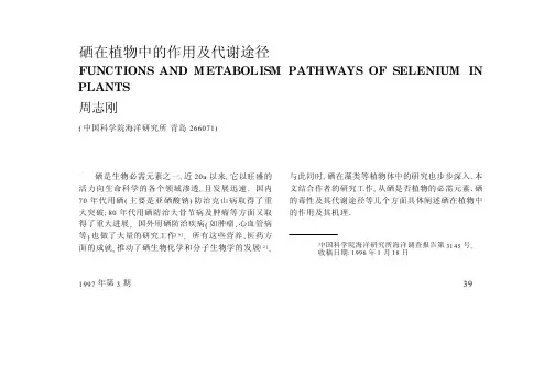 硒在植物中的作用及代谢途径-海洋科学