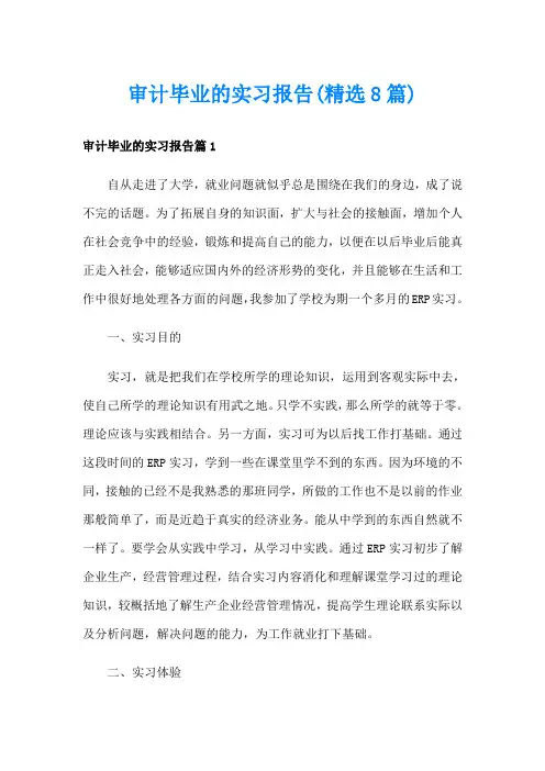 审计毕业的实习报告(精选8篇)