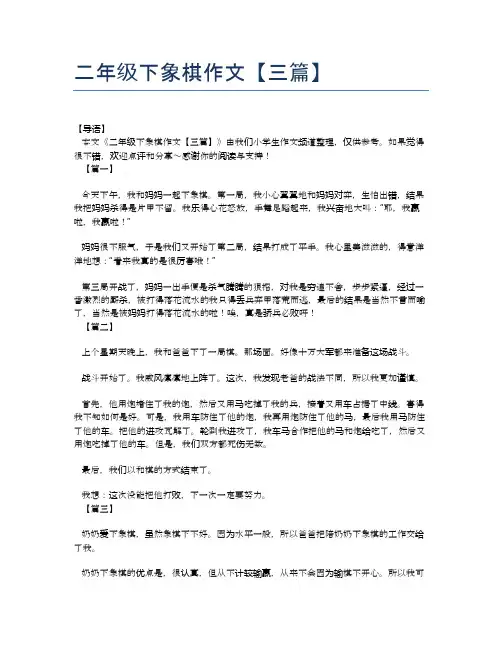 二年级下象棋作文【三篇】
