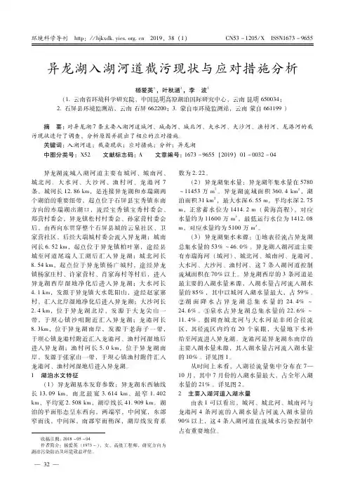 异龙湖入湖河道截污现状与应对措施分析