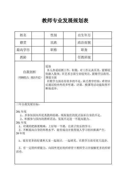 教师专业发展规划表(1)