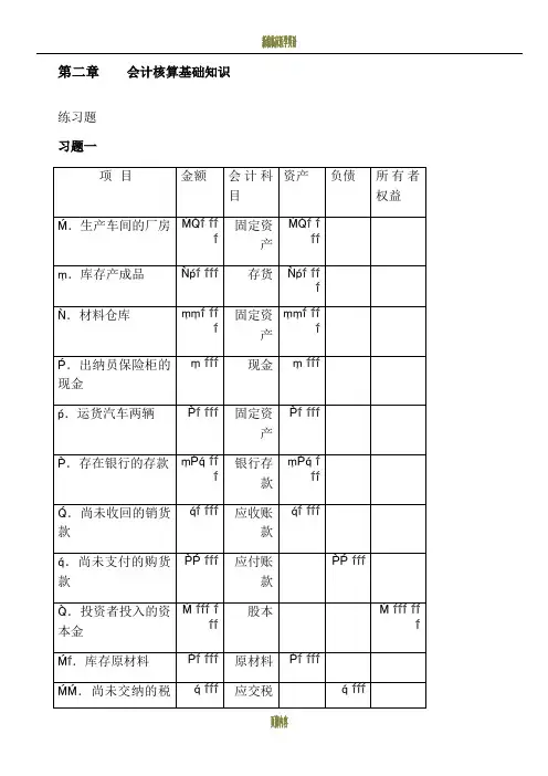 新编会计学考试习题答案(第2版)