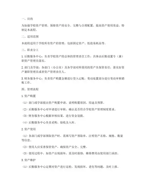 学校资产管理制度流程