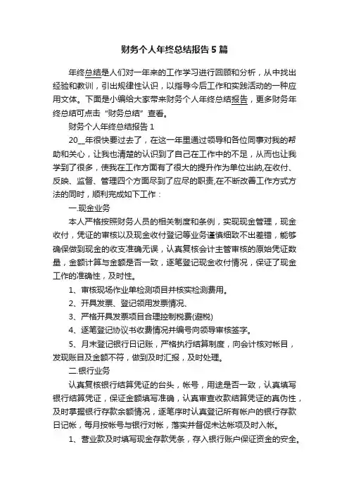 财务个人年终总结报告5篇