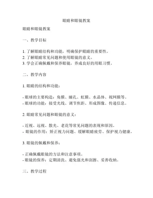 眼睛和眼镜教案