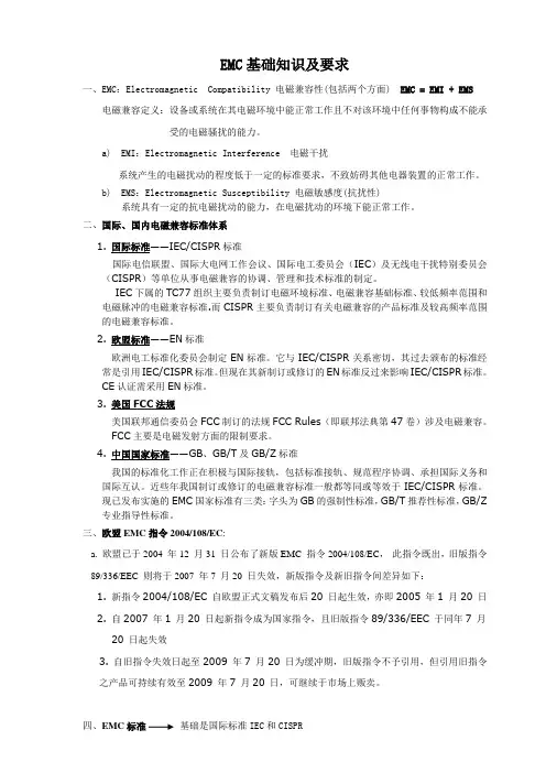 EMC基本知识及要求