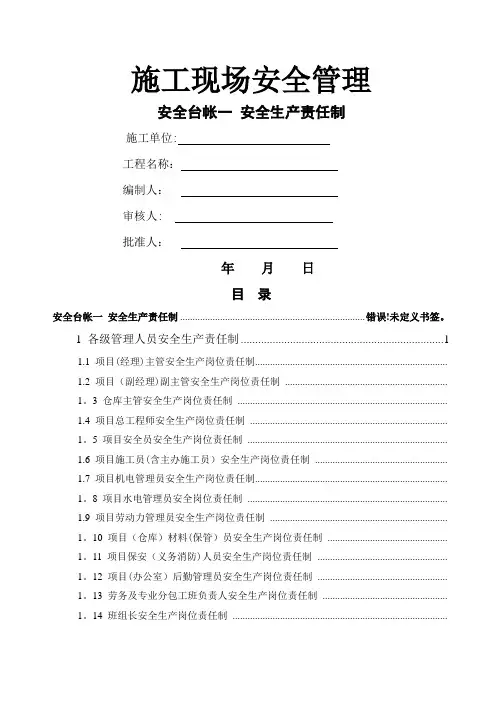 市政道路全套安全台账(十三项)