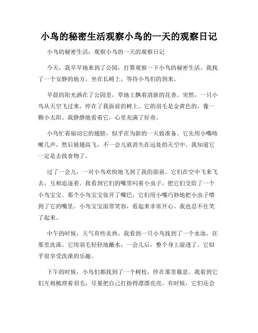 小学三年级作文小鸟的秘密生活观察小鸟的一天的观察日记