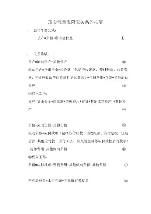 现金流量表附表关系的推演