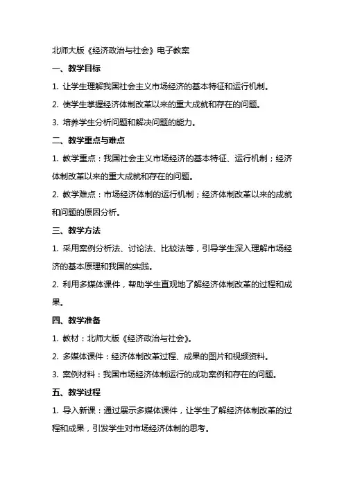 北师大版《经济政治与社会》电子教案