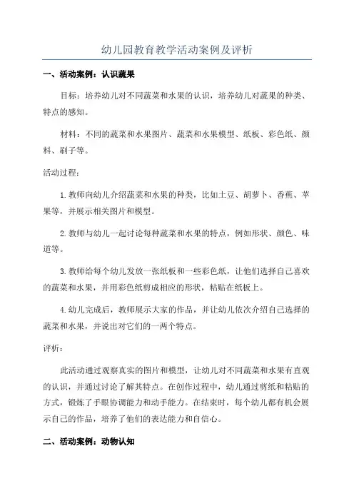 幼儿园教育教学活动案例及评析