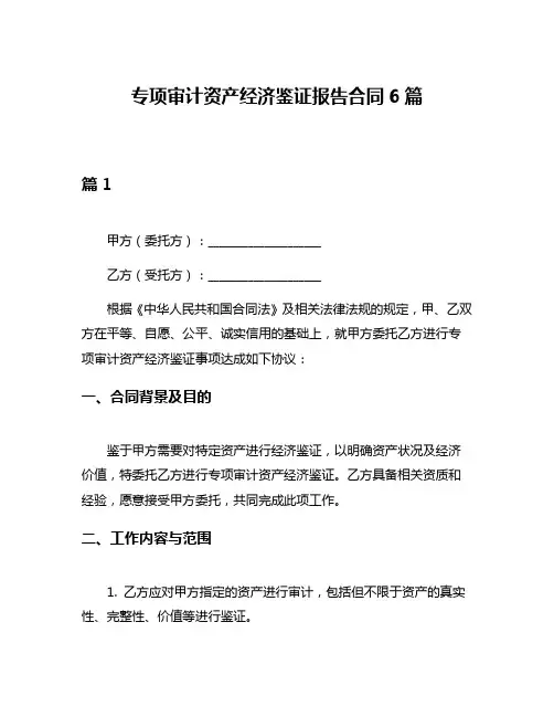 专项审计资产经济鉴证报告合同6篇