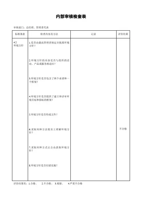 ISO14001 2004内审查检表