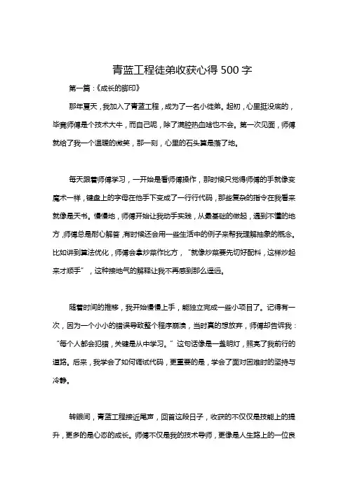 青蓝工程徒弟收获心得500字