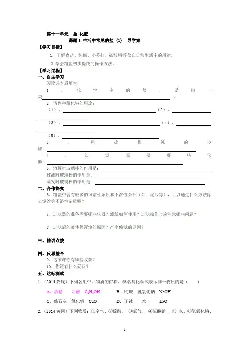 生活中常见的盐(1)导学案
