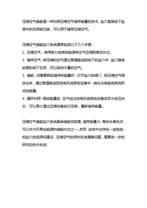 压缩空气储能盐穴