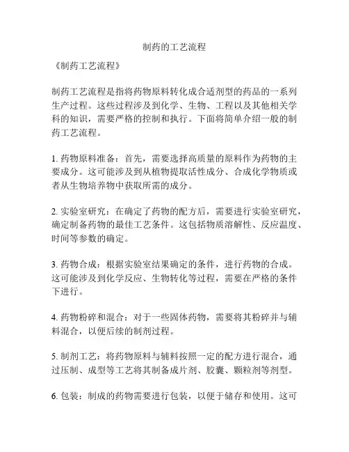 制药的工艺流程