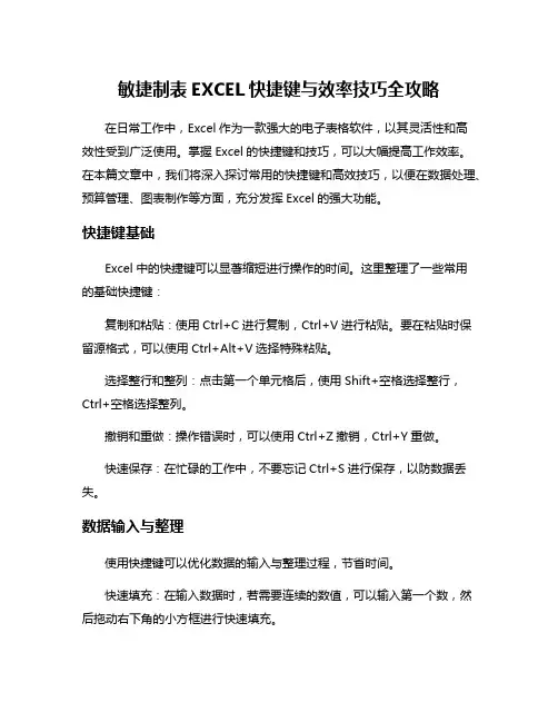敏捷制表EXCEL快捷键与效率技巧全攻略
