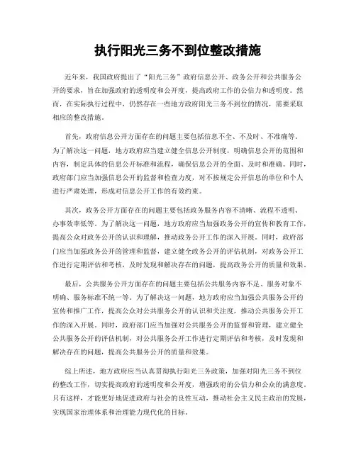 执行阳光三务不到位整改措施