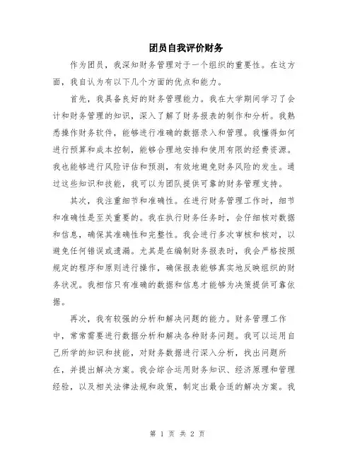 团员自我评价财务