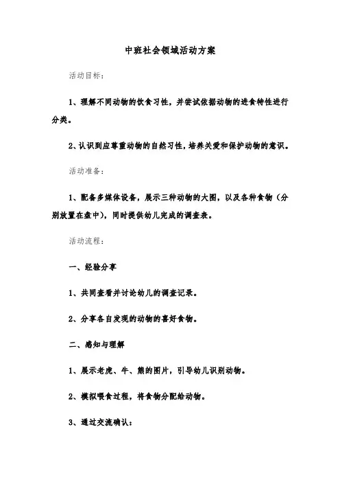 中班社会领域活动方案（五篇）