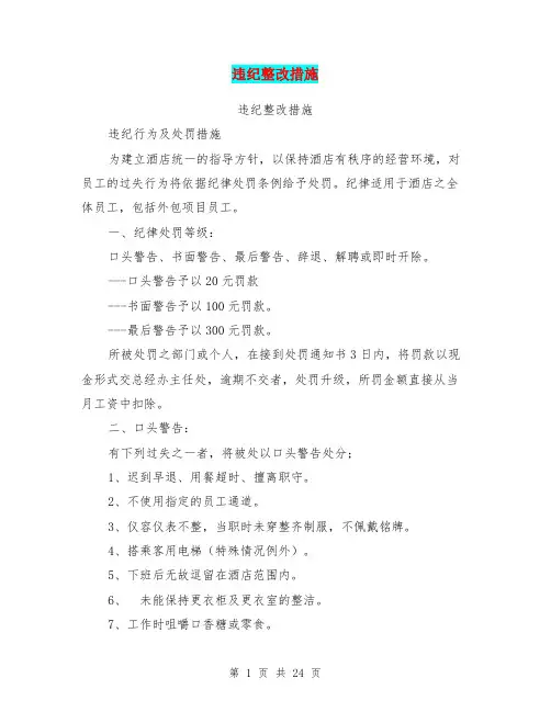违纪整改措施(完整版)