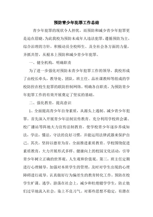 最新优秀范文： 预防青少年犯罪工作总结 心得 报告 范本 模板.doc