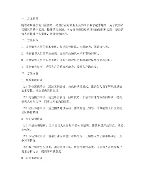 销售提升个人素质方案