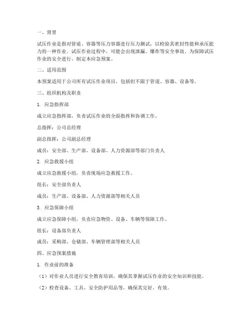 试压作业应急预案