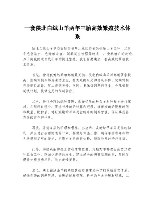 一套陕北白绒山羊两年三胎高效繁殖技术体系
