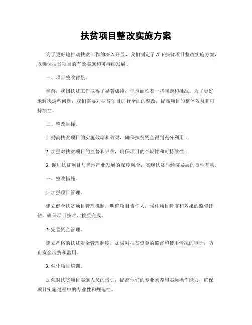 扶贫项目整改实施方案