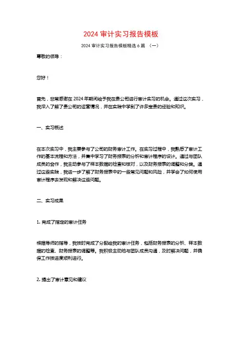 2024审计实习报告模板6篇