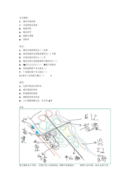 2012武大城乡规划原理考研题目和快题题目