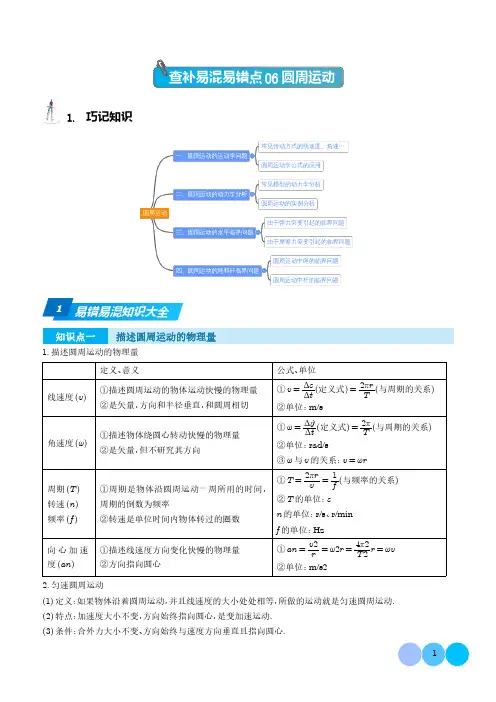 2023年新高考物理三轮查补易混易错点06 圆周运动(解析版)