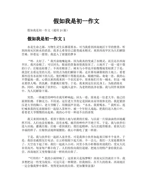 假如我是初一作文