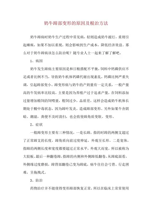 奶牛蹄部变形的原因及根治方法