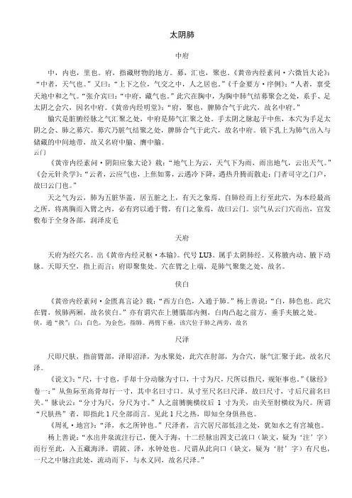十四经穴 穴名解
