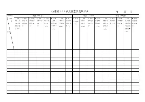 幼儿园各年龄阶段幼儿素质发展评估表