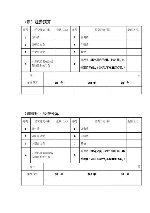 (原)经费预算表格